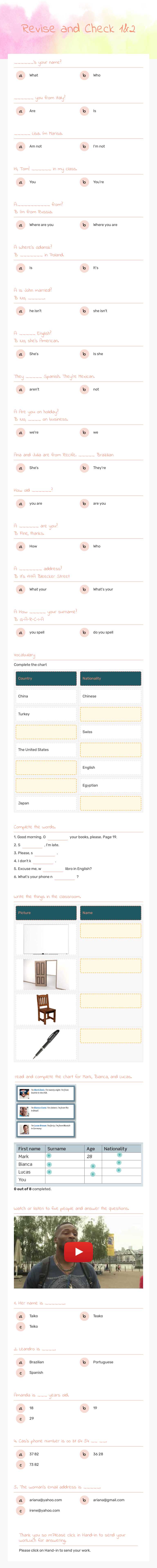 Revise and Check 1&2 worksheet preview image