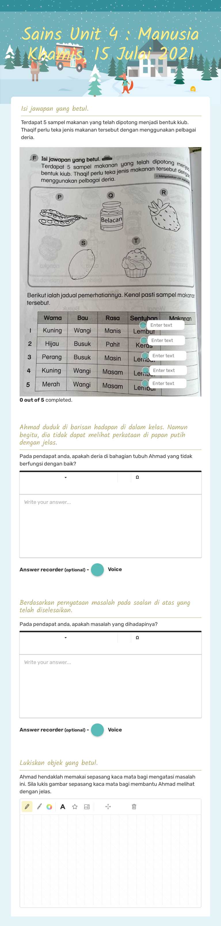 Sains Unit 4 : Manusia
Khamis, 15 Julai 2021 worksheet preview image