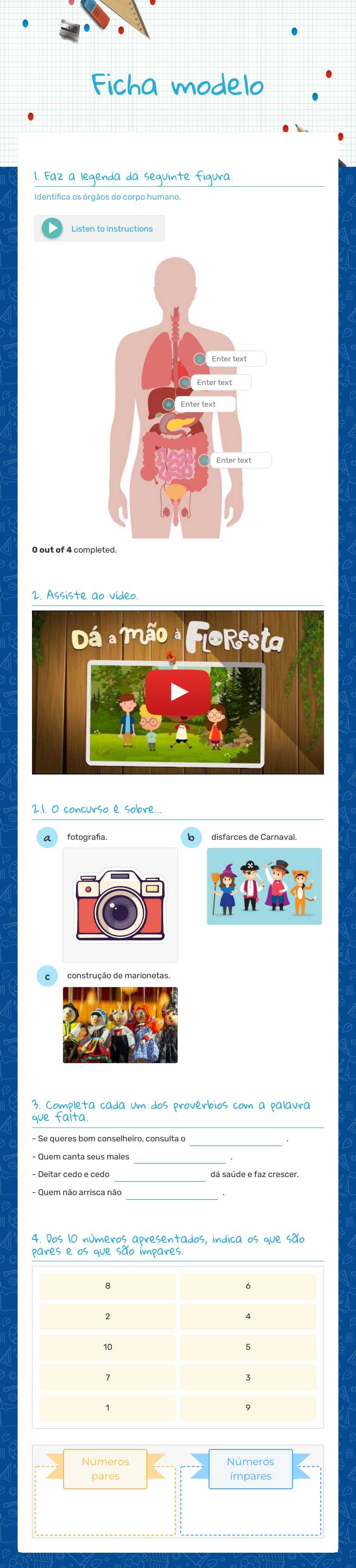 Ficha modelo worksheet preview