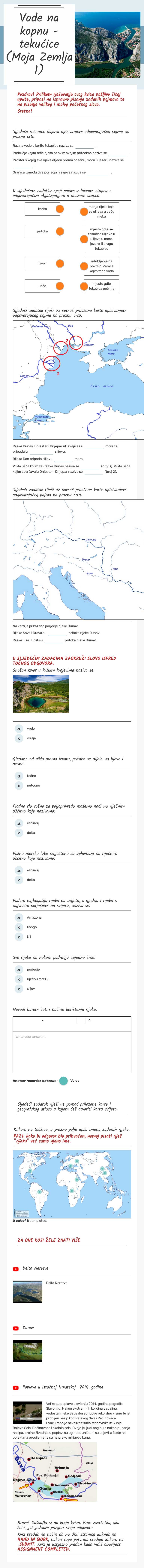 Vode na Zemlji - tematsko ponavljanje worksheet preview image