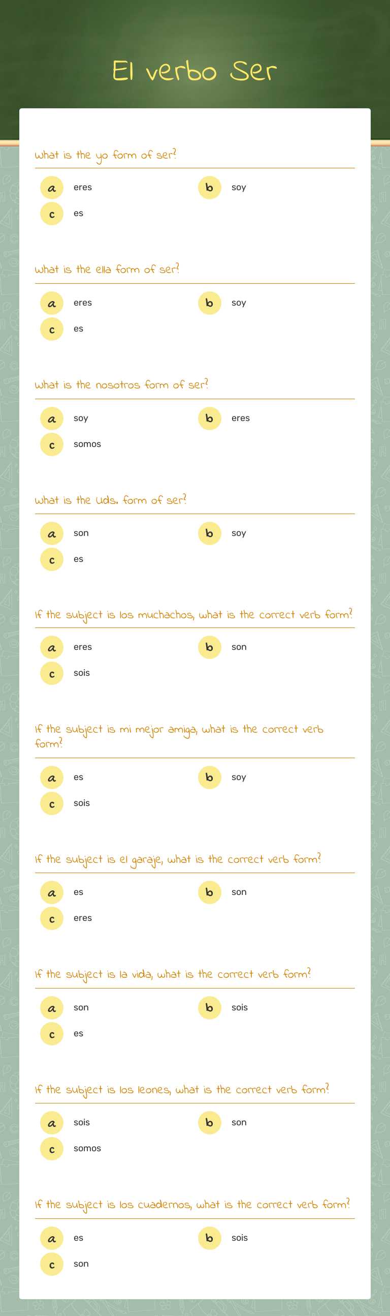 El verbo Ser worksheet preview image