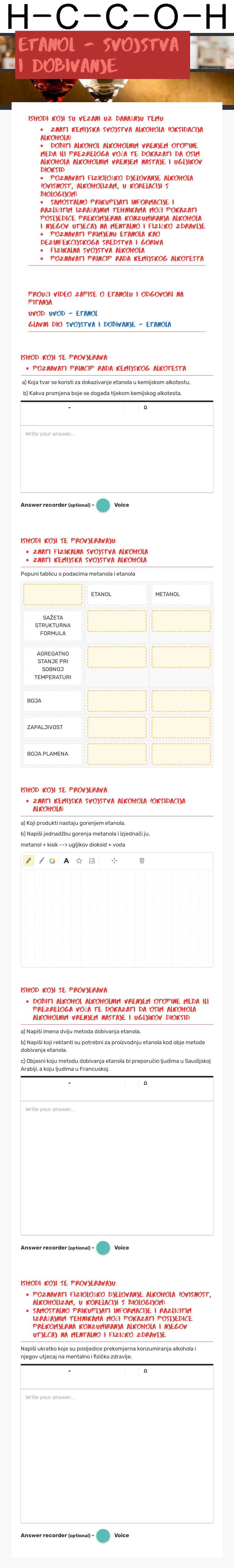 Etanol - svojstva i dobivanje worksheet preview image
