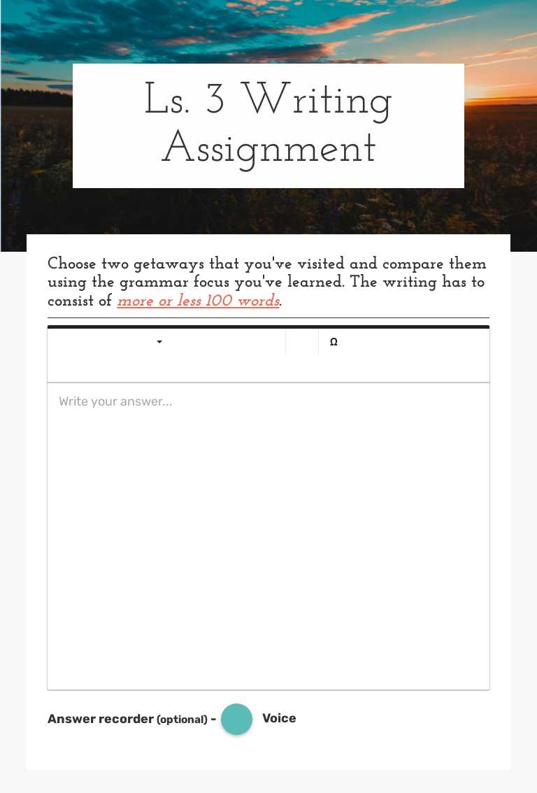 Ls. 3 Writing Assignment worksheet preview image
