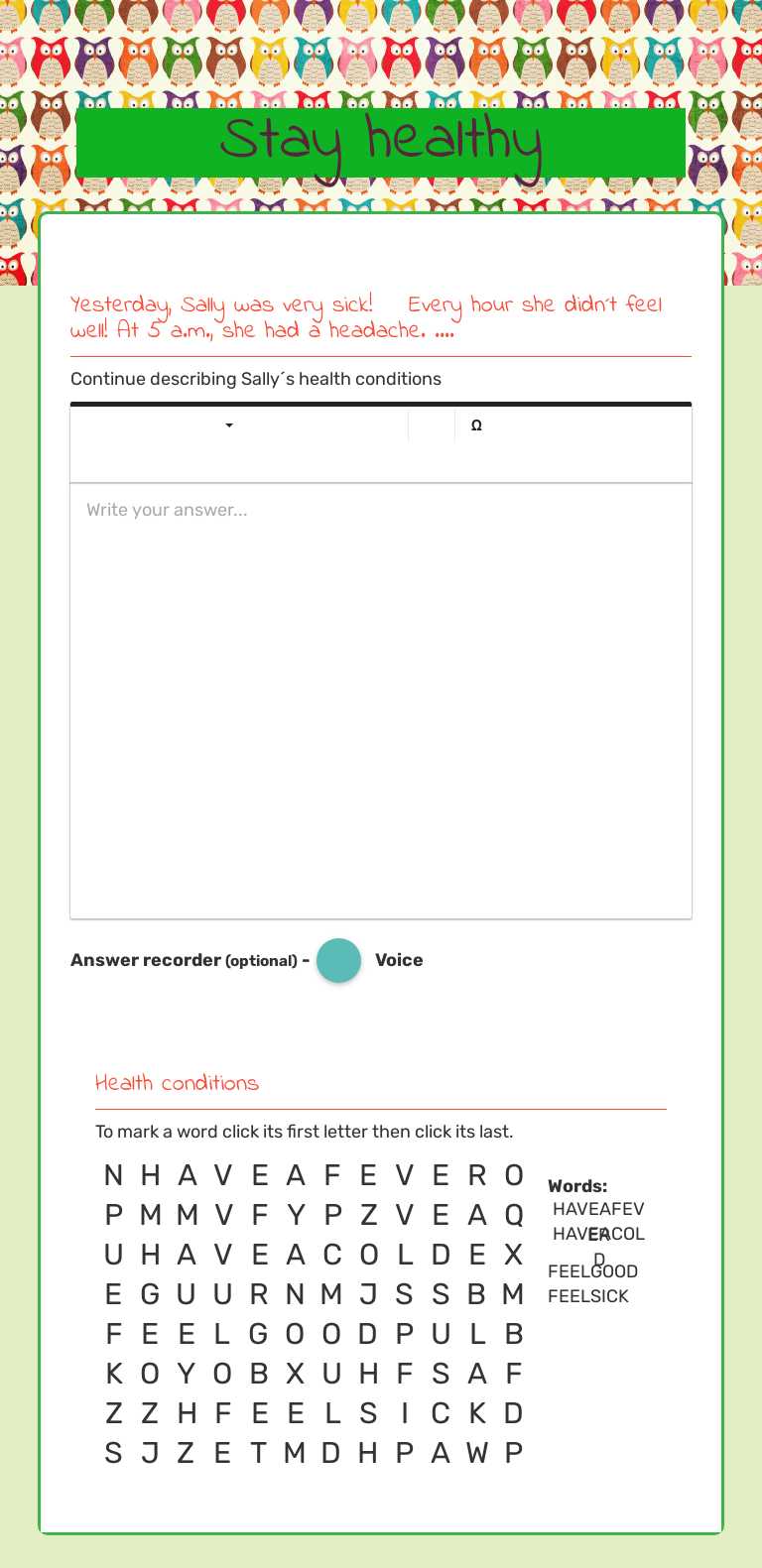 Stay healthy worksheet preview image