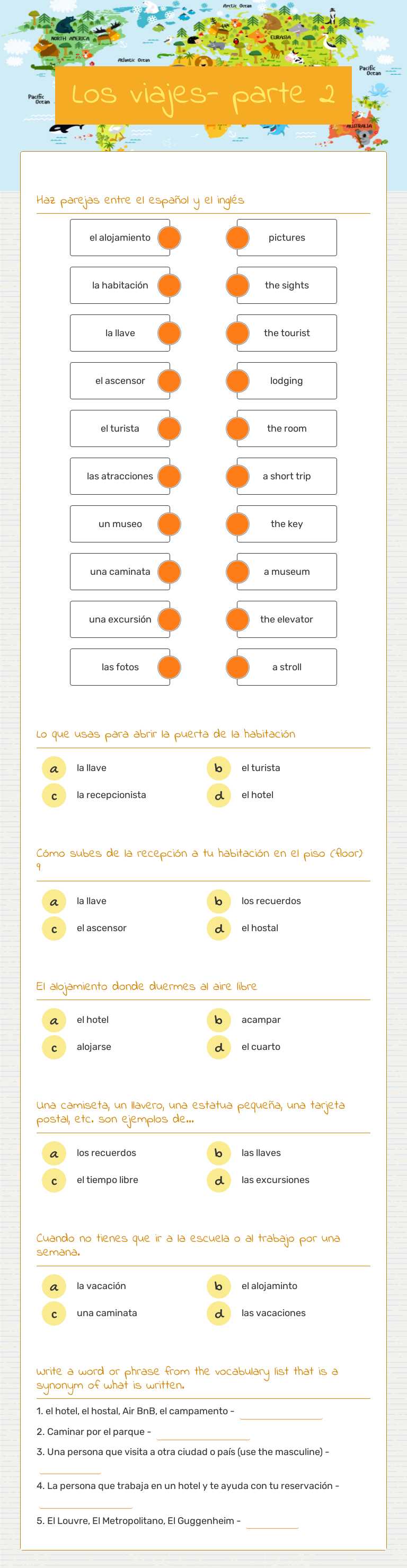 Los viajes- parte 2 worksheet preview image