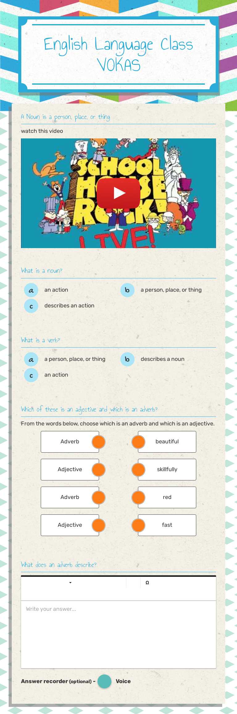 English Language Class
VOKAS worksheet preview image