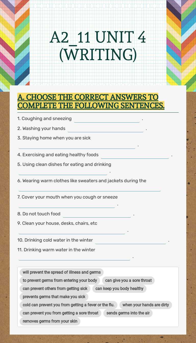 A2_11 UNIT 4 (WRITING) worksheet preview image