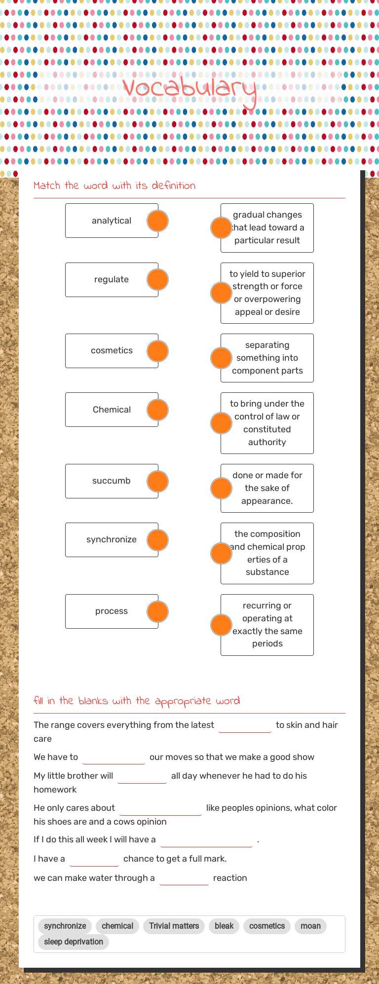 Vocabulary worksheet preview image