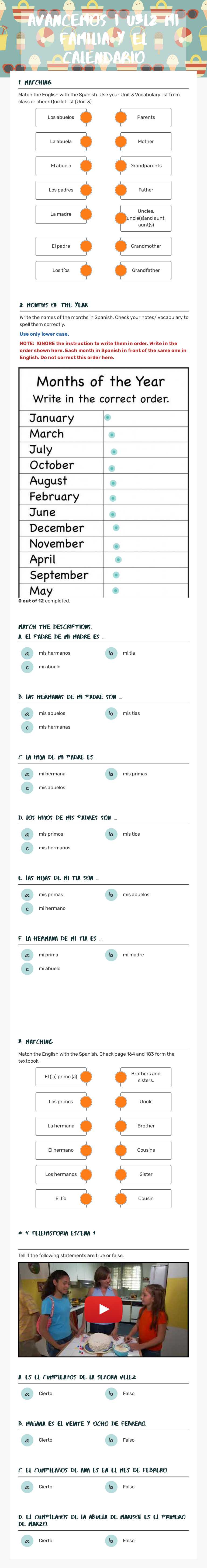 Avancemos I U3L2
Mi familia y El Calendario worksheet preview image
