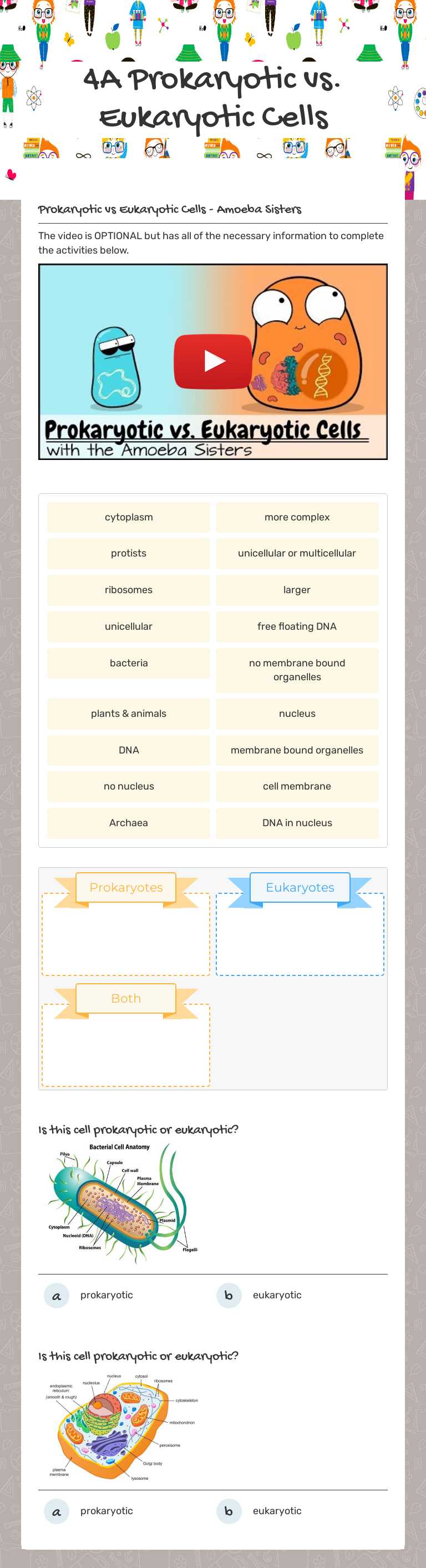 4A Prokaryotic vs. Eukaryotic Cells by Amanda McCarthy | Interactive ...