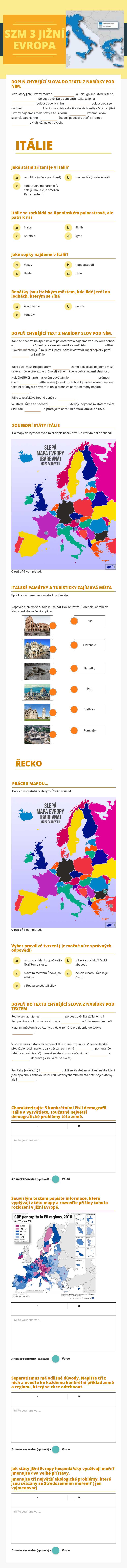 SZM 3 JIŽNÍ EVROPA worksheet preview image