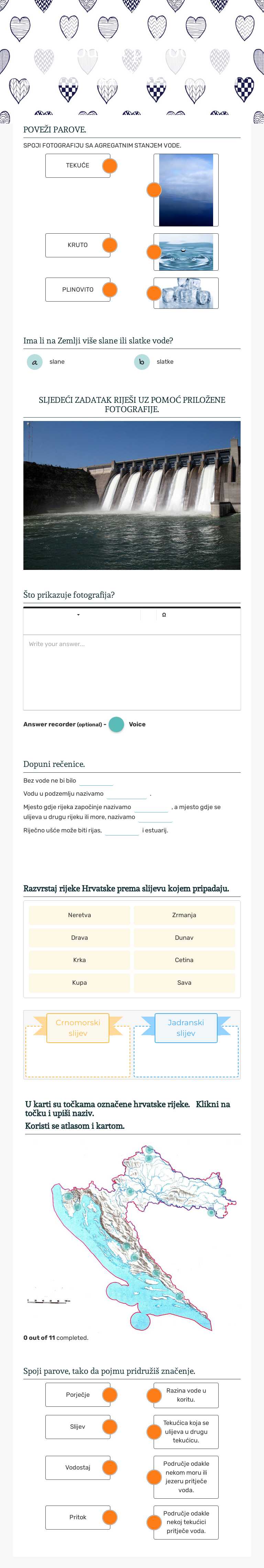 Voda u prirodi, tekućice worksheet preview image