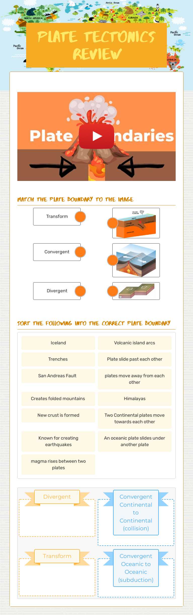 Plate Tectonics Review worksheet preview image