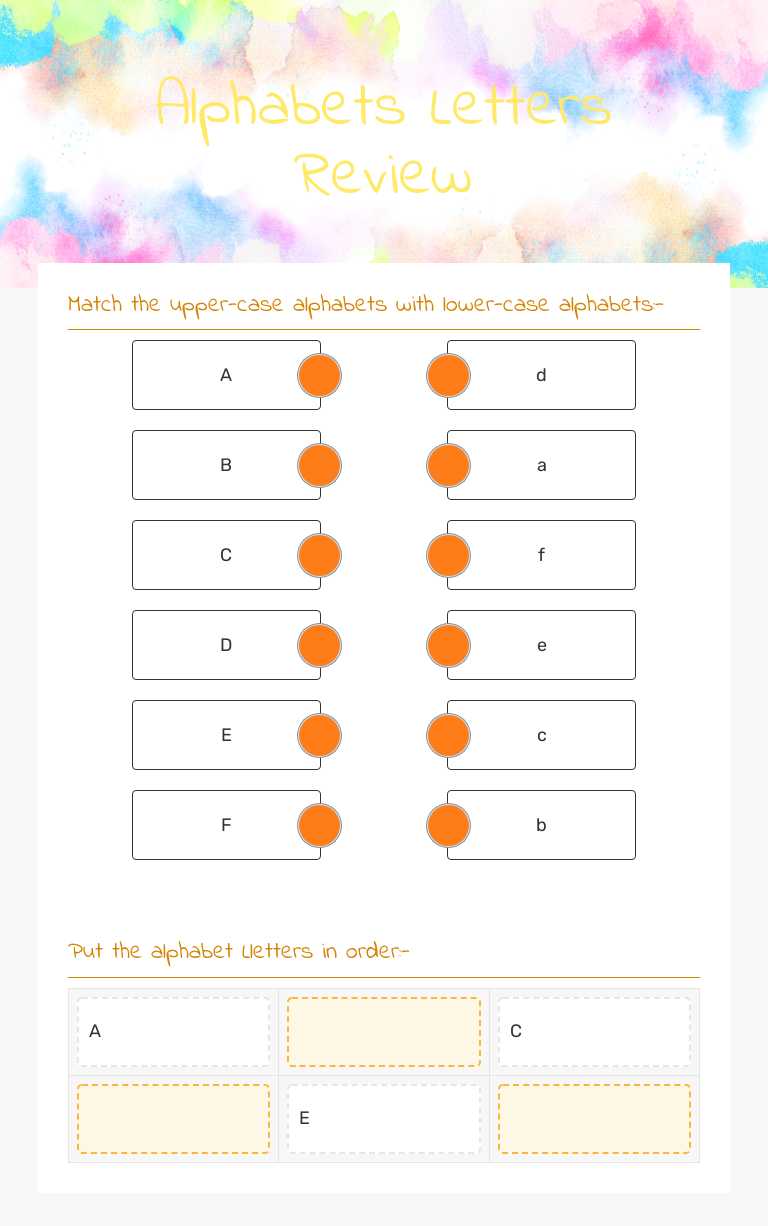 Alphabets Letters Review Grade 6 worksheet preview