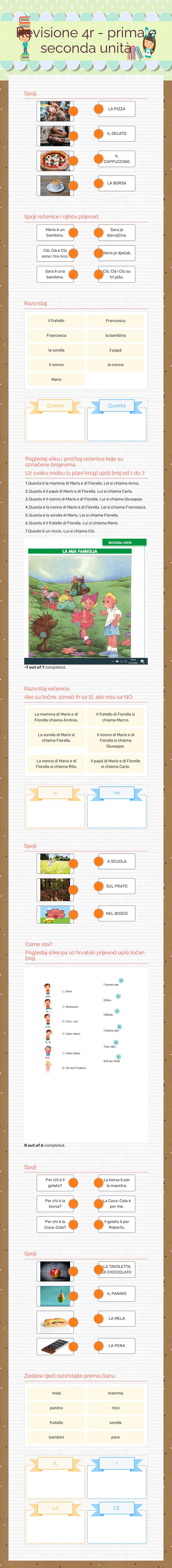 Revisione 4r - prima e seconda unità Grade 4 worksheet preview