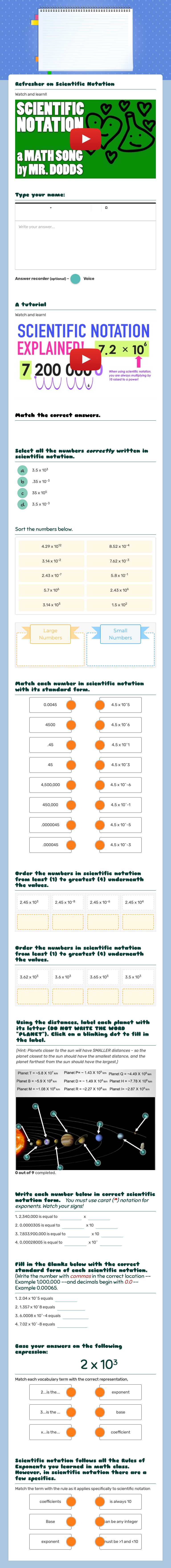 Scientific Notation Practice worksheet preview
