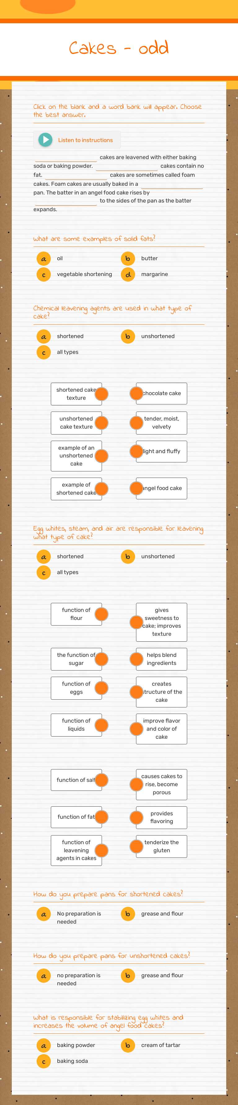 Cakes - odd worksheet preview image