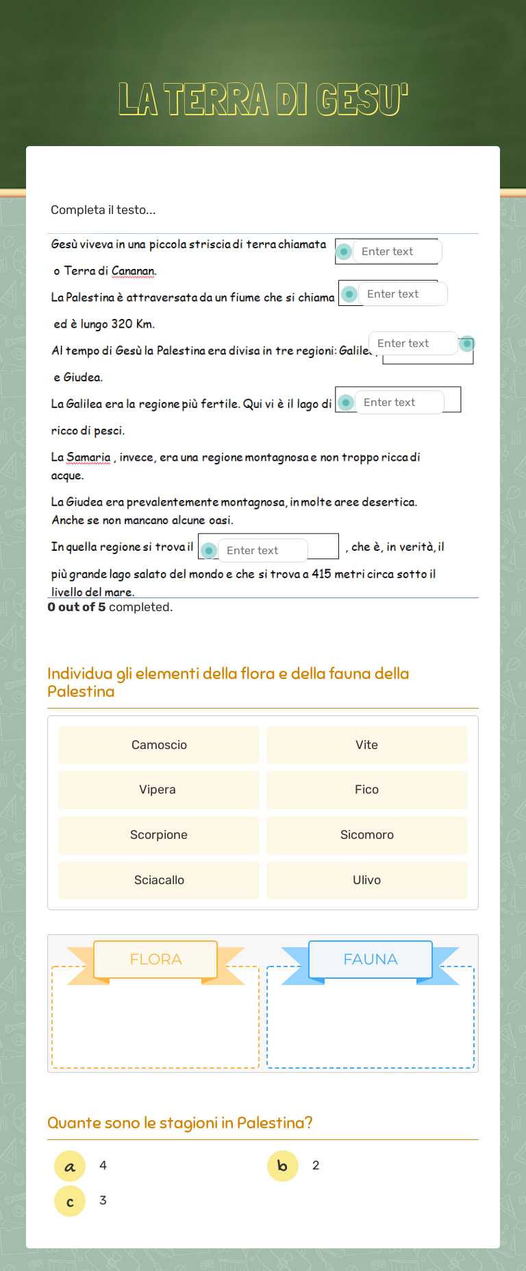 LA TERRA DI GESU' worksheet preview image