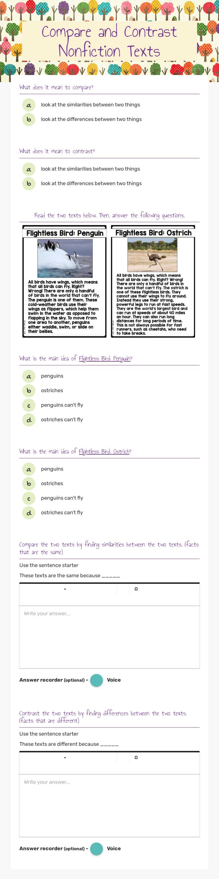 Compare and Contrast Nonfiction Texts Grade 2 worksheet preview