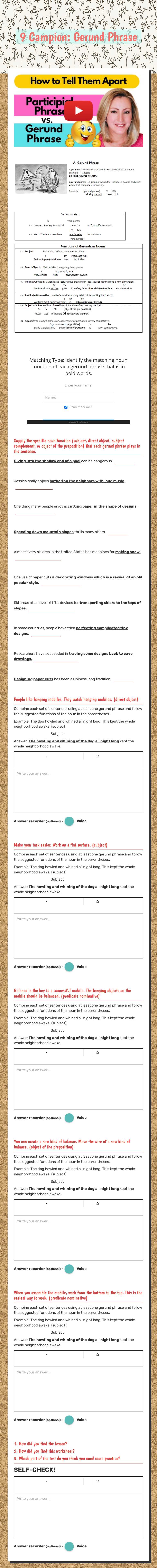 9 Campion: Gerund Phrase worksheet preview image