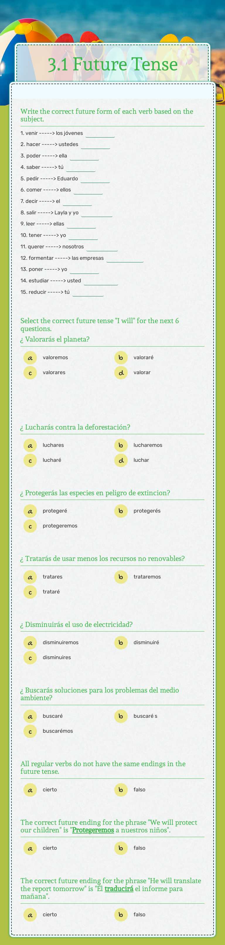 3.1 Future Tense worksheet preview image