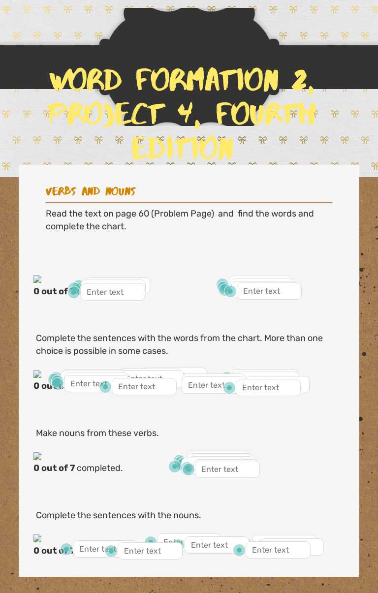 word formation 2, project 4, fourth edition worksheet preview image