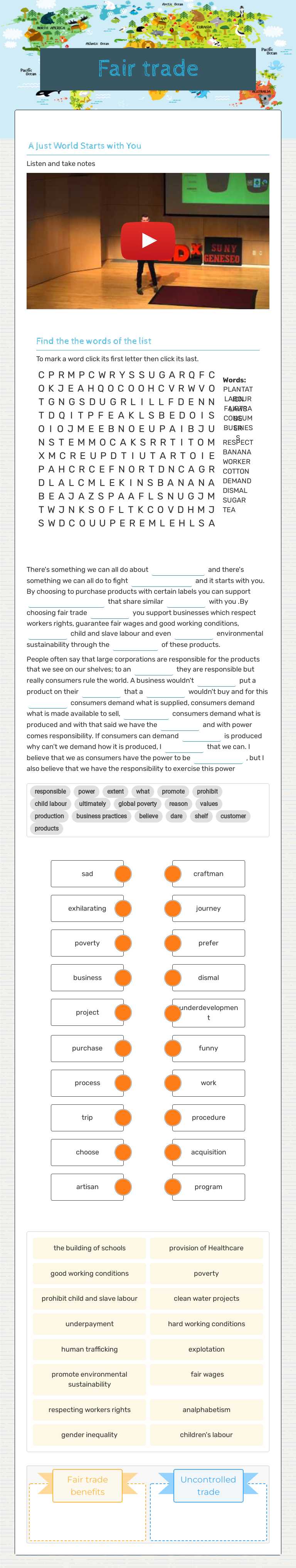 Fair trade Grade 10 worksheet preview