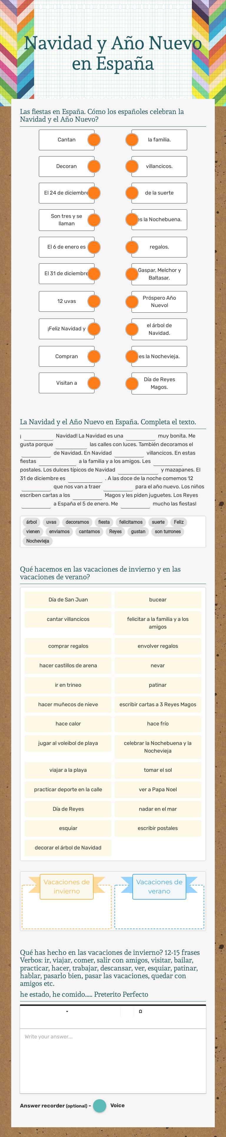 Navidad y Año Nuevo en España worksheet preview image