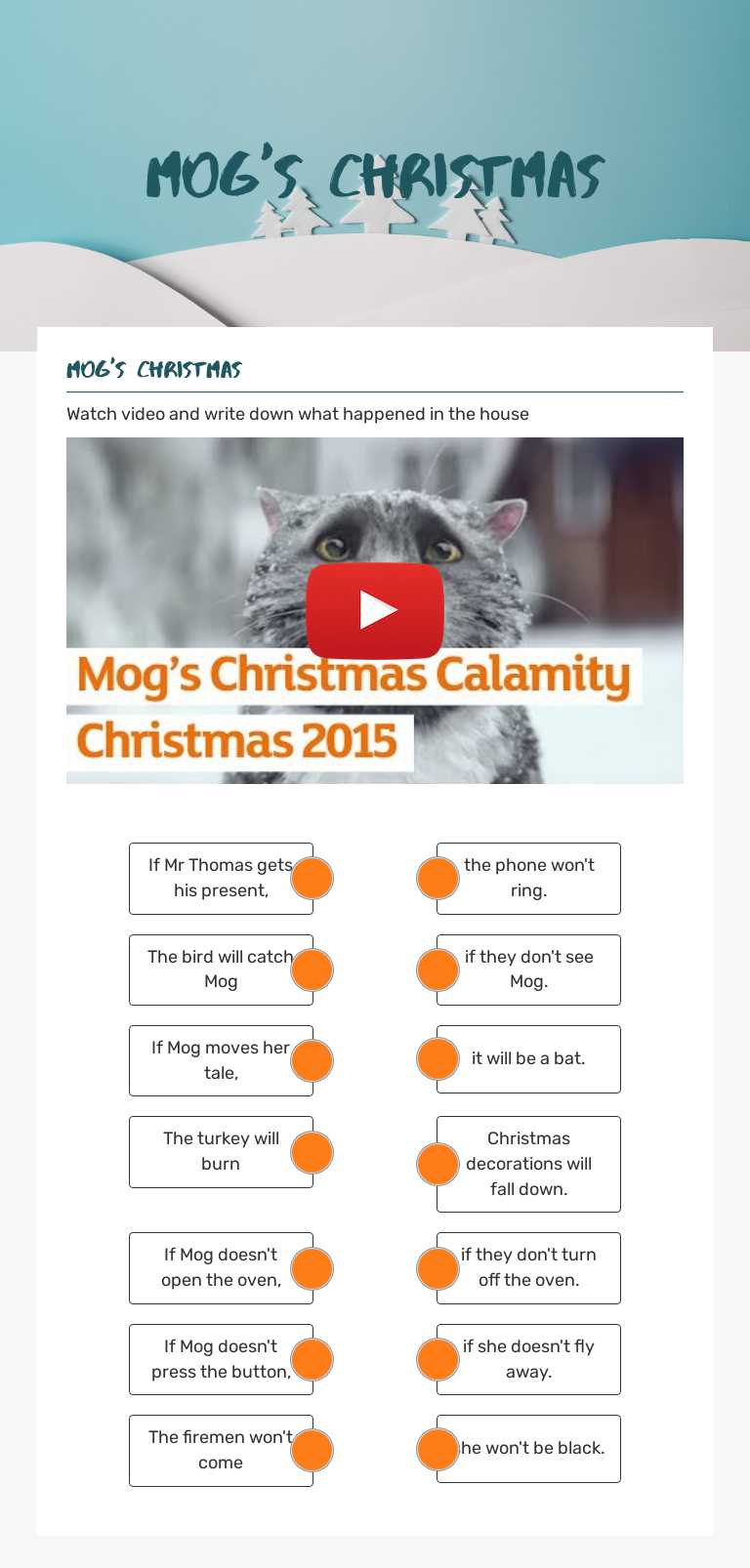 Mog's christmas Grade 5 worksheet preview