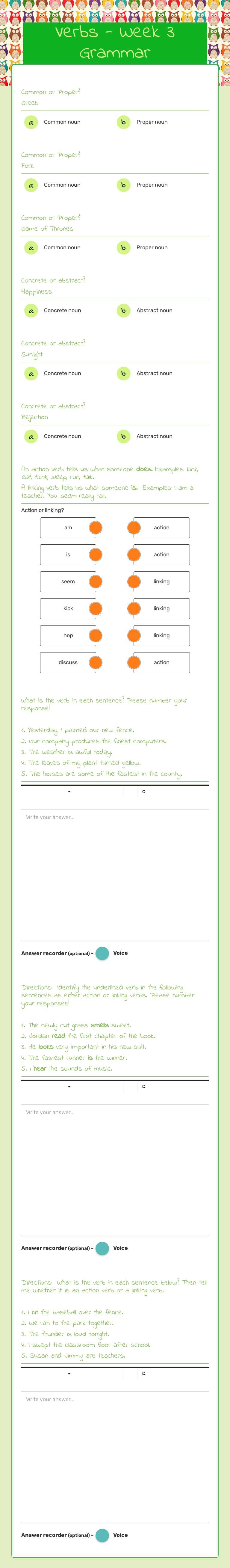 Verbs - Week 3 Grammar Grade 10 worksheet preview