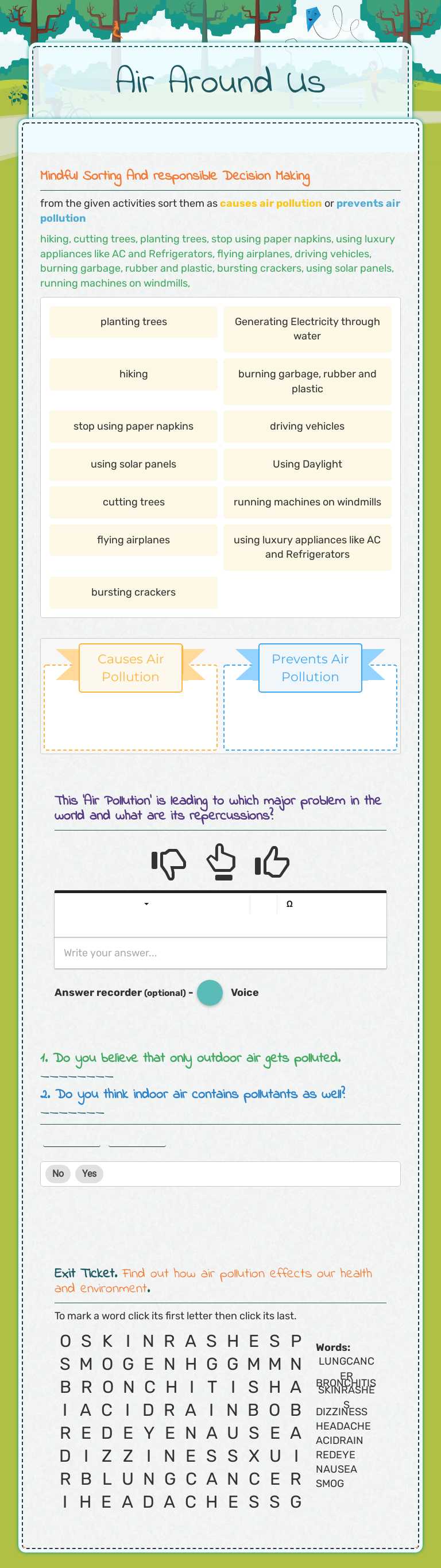 Air Around Us worksheet preview image