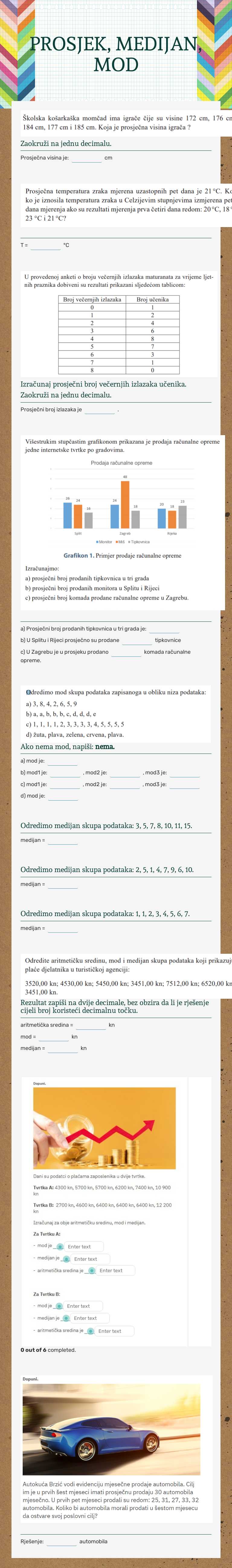 PROSJEK, MEDIJAN, MOD worksheet preview image