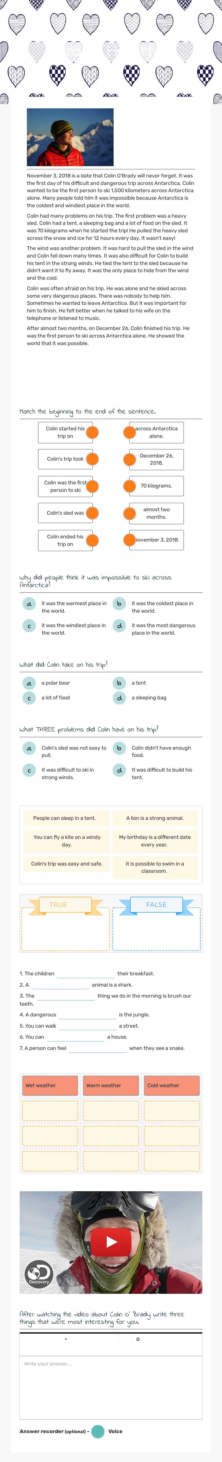 Across Antartica Grade 6 worksheet preview