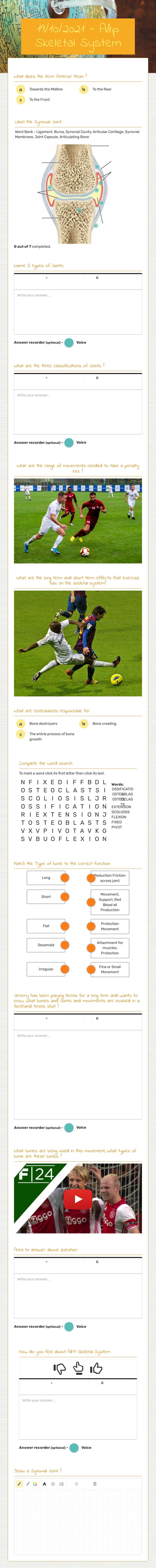 19/10/2021 - A&p Skeletal System worksheet preview image