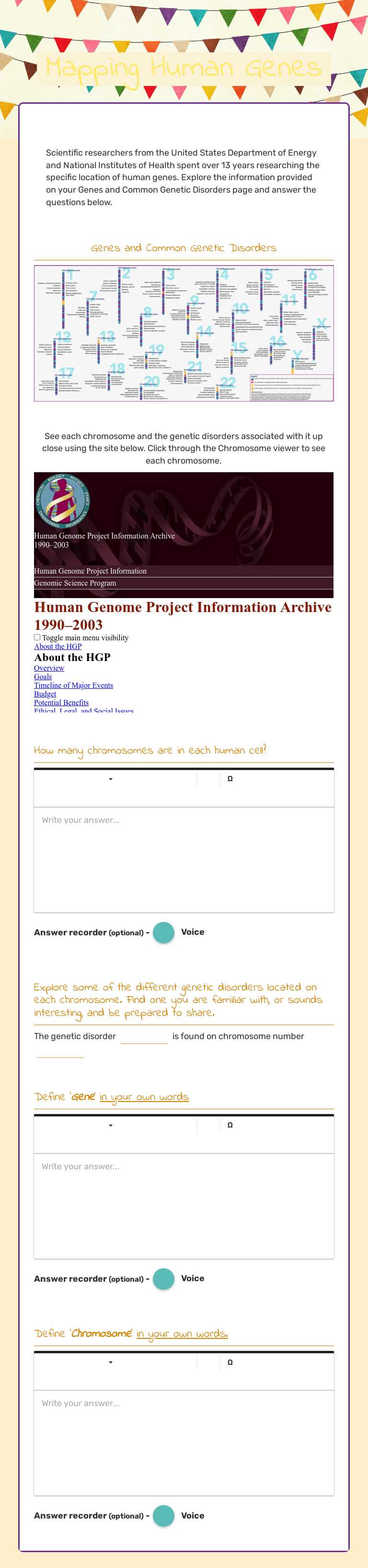 Mapping Human Genes worksheet preview image