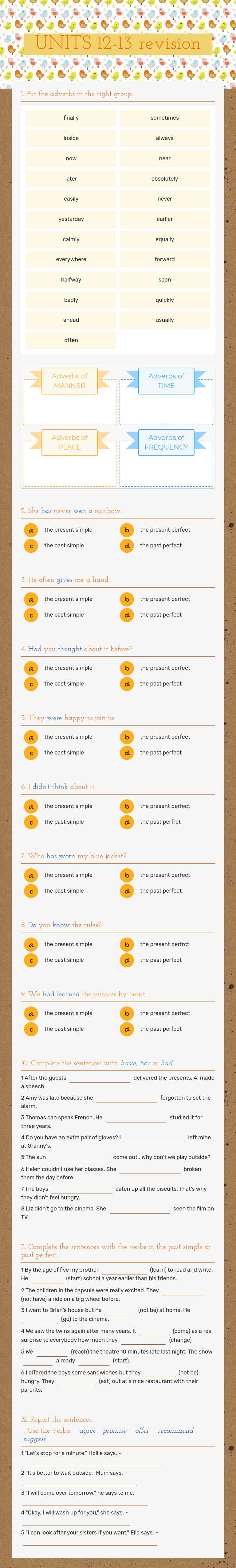 UNITS  12-13 revision worksheet preview image