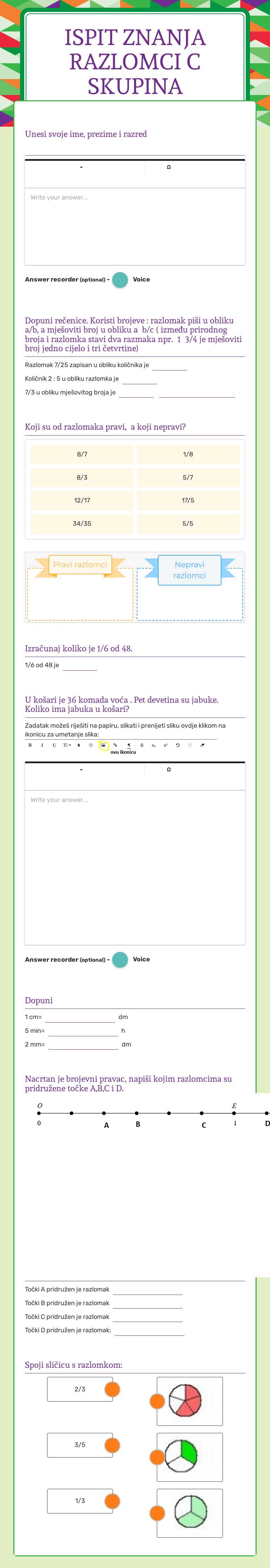 Ispit znanja razlomci
C skupina Grade 5 worksheet preview