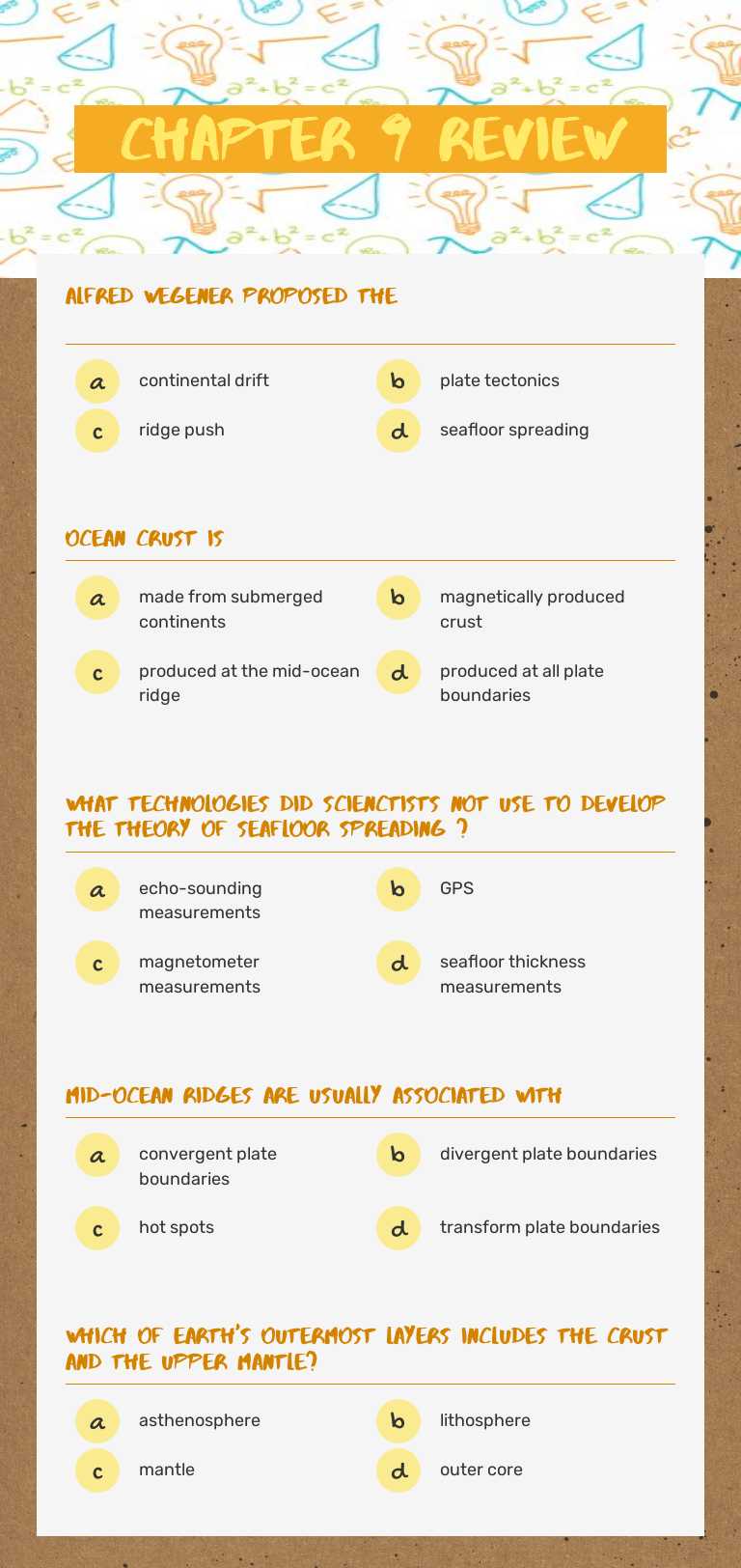 Chapter 9 Review worksheet preview image