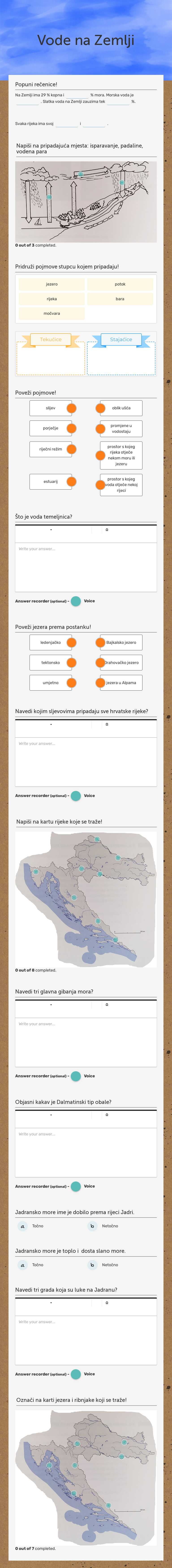 Vode na Zemlji worksheet preview image