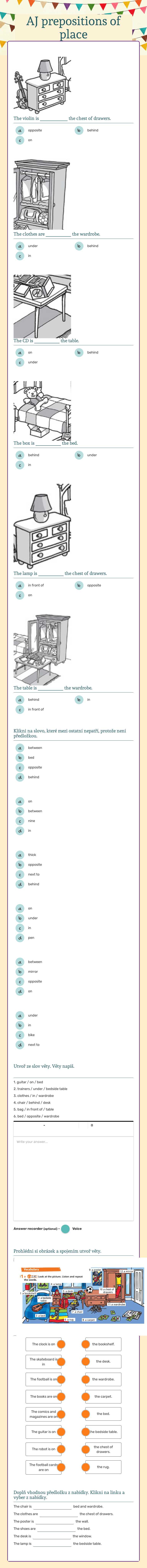 AJ  prepositions of place Grade 5 worksheet preview