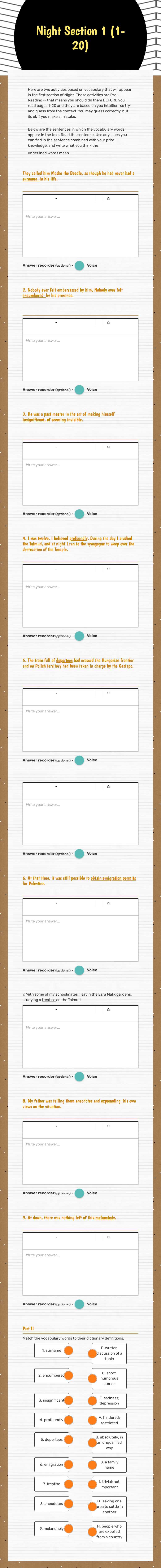 Night
Section 1 (1-20) Other worksheet preview