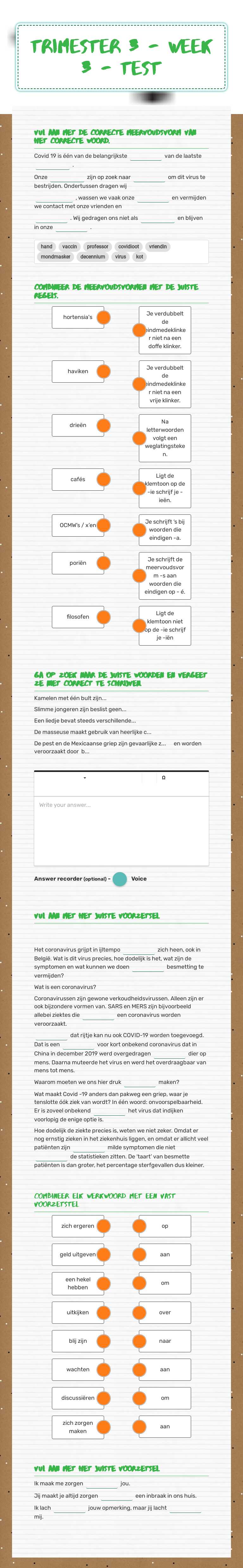 Trimester 3 - week 3 - test worksheet preview image