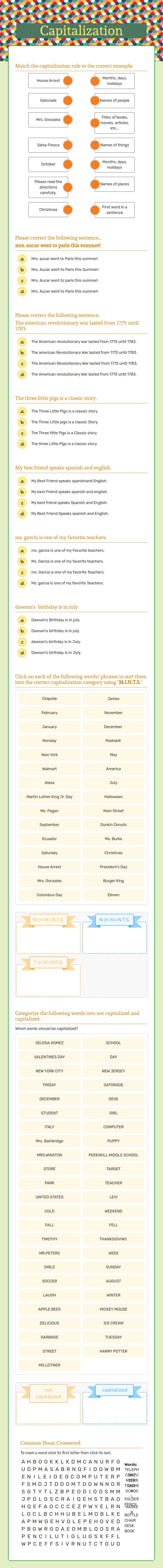 Capitalization worksheet preview image