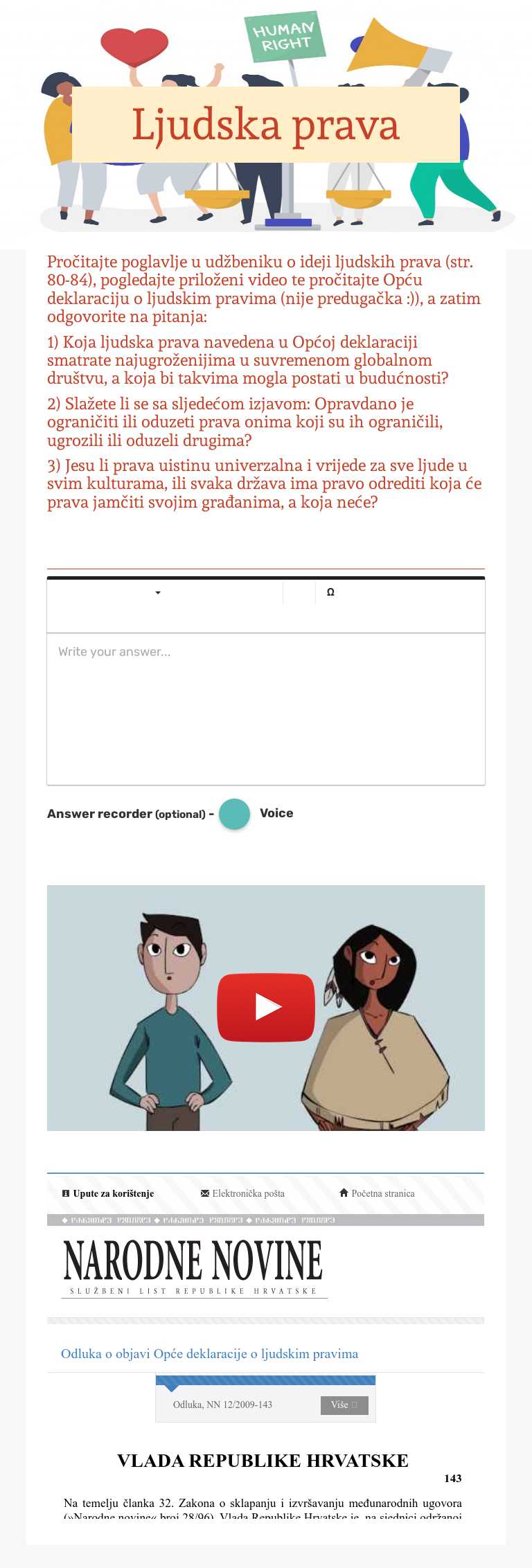 Ljudska prava worksheet preview image
