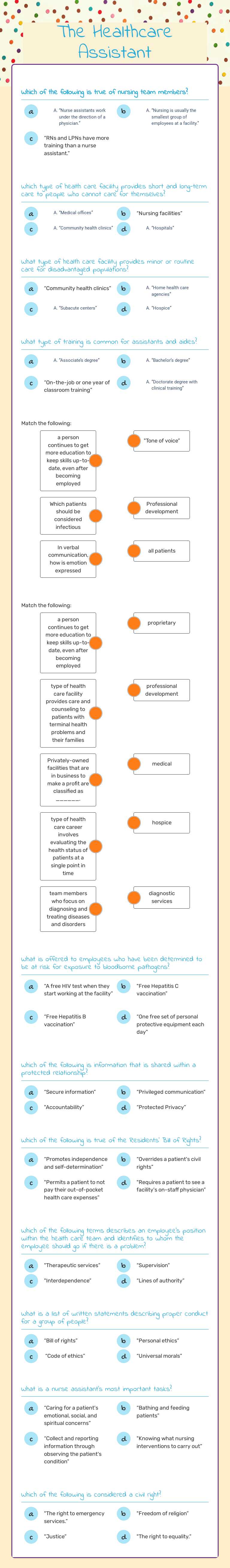 The Healthcare Assistant worksheet preview image