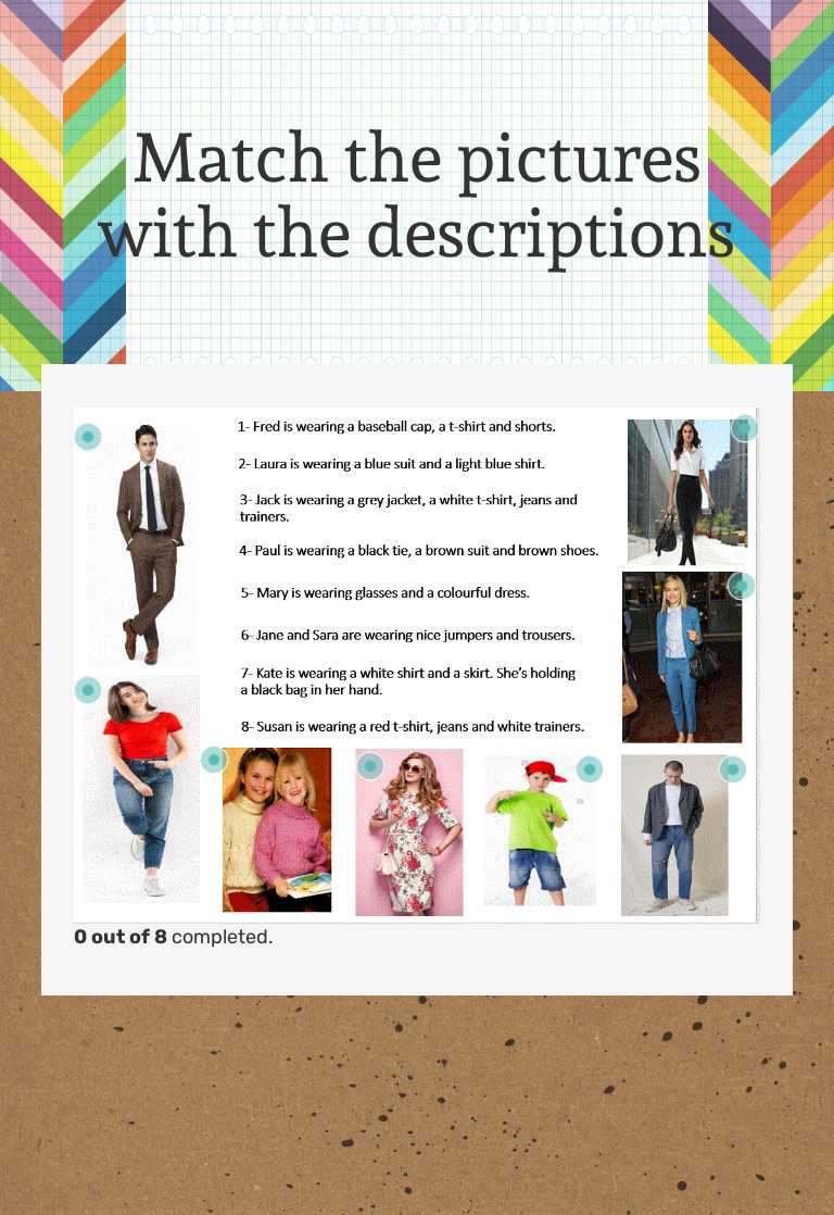 Match the pictures with the descriptions worksheet preview image