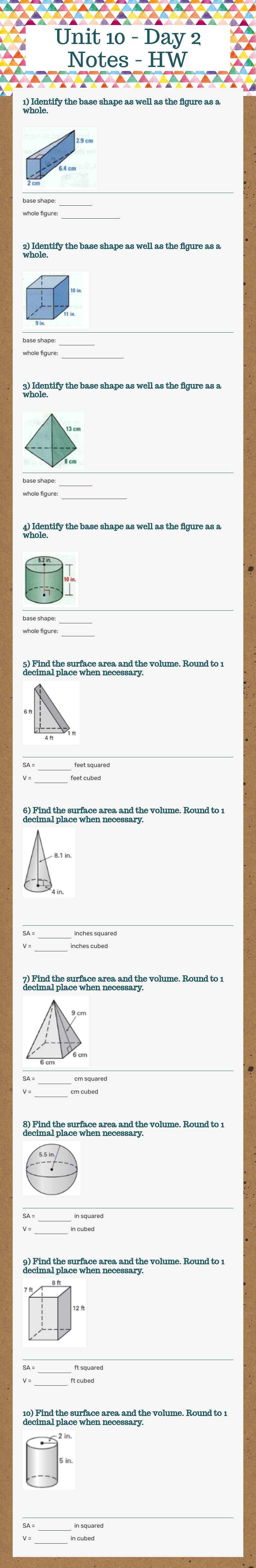 Unit 10 - Day 2 Notes - HW worksheet preview image