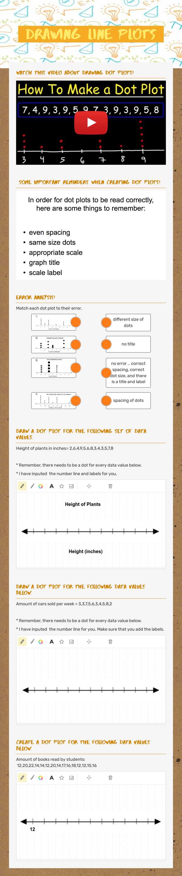 Drawing line Plots worksheet preview image