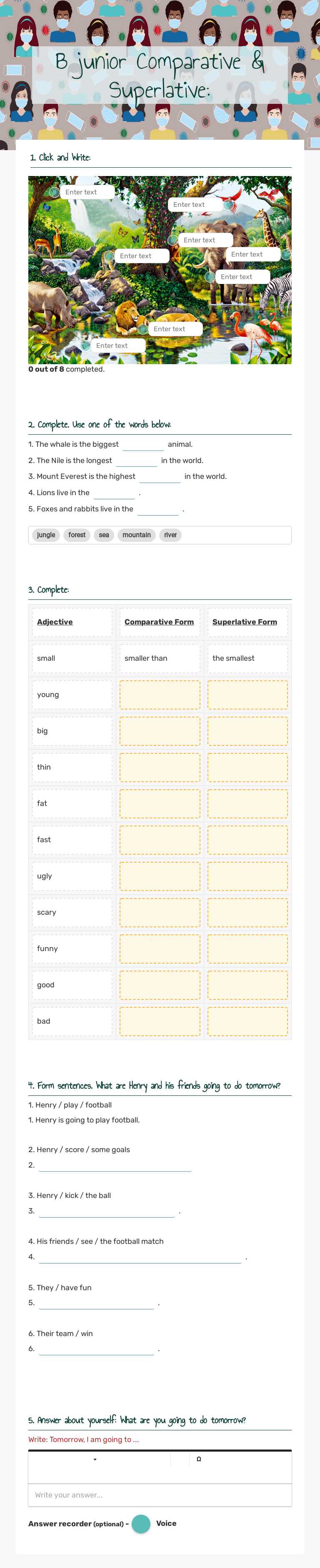B junior
Comparative & Superlative: worksheet preview image