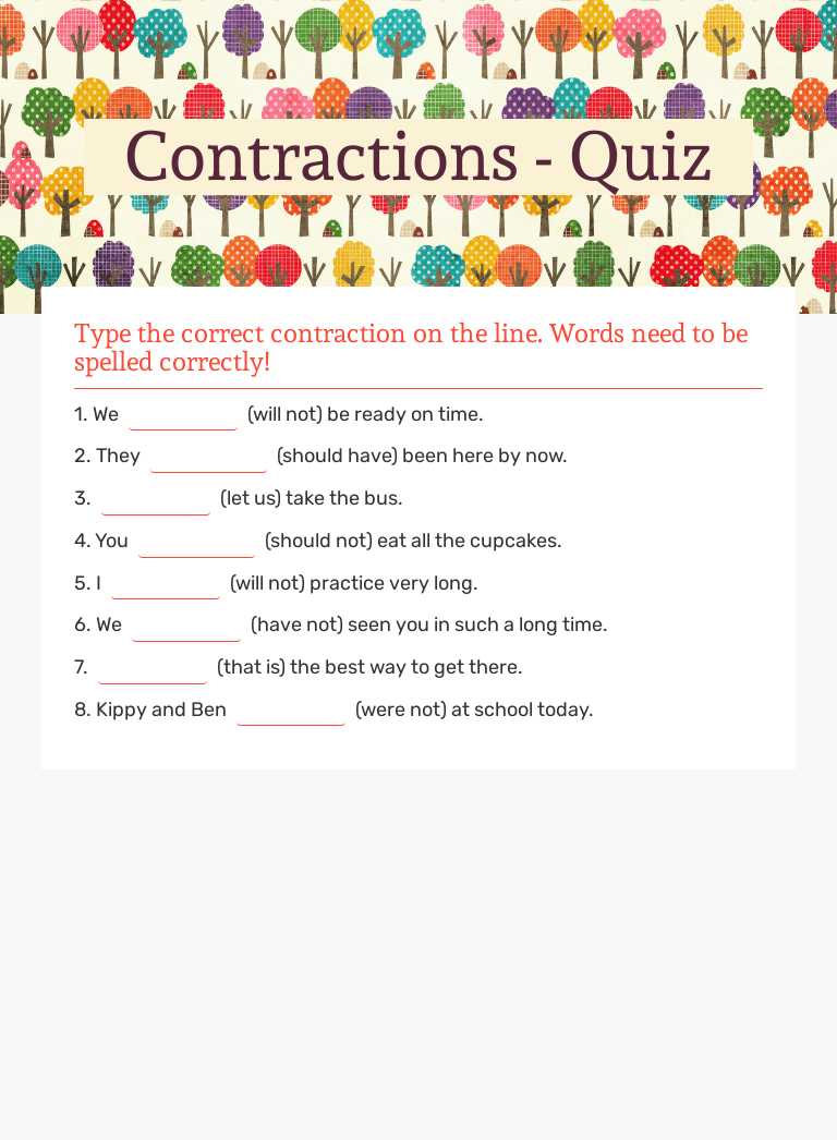 Contractions - Quiz Grade 2 worksheet preview